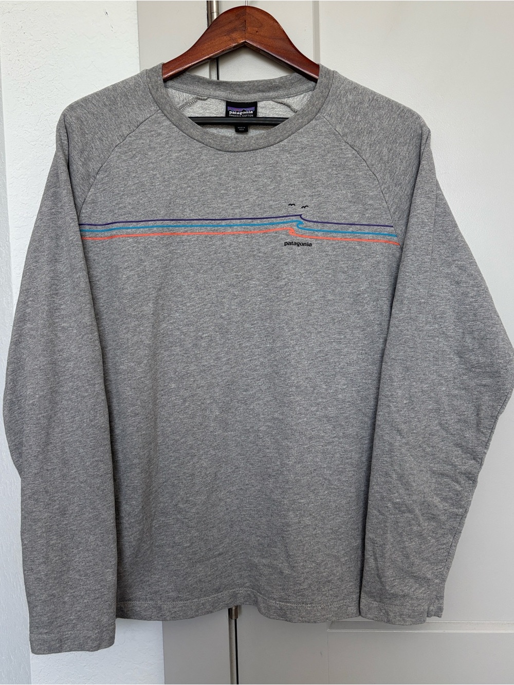 PATAGONIA GREY TIDE RIDE LIGHTWEIGHT CREWNECK SWEATER MENS LARGE